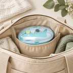 Closed blue nail file kit in a diaper bag