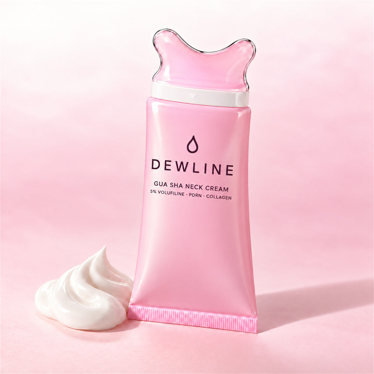 Dewline Gua Sha Neck Cream, the gua sha head is the cap